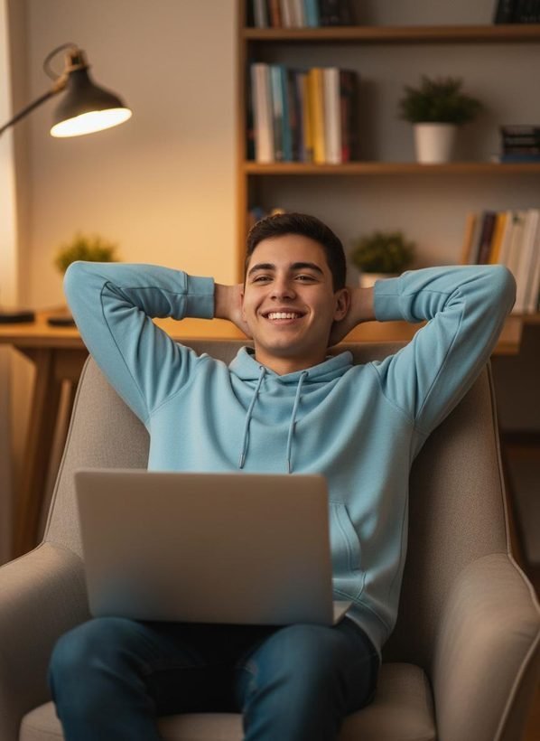 Estudante aprovado usando a plataforma XTRI