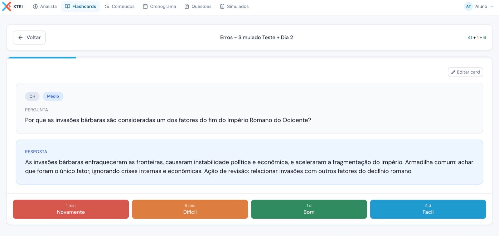 Flashcards dos seus erros