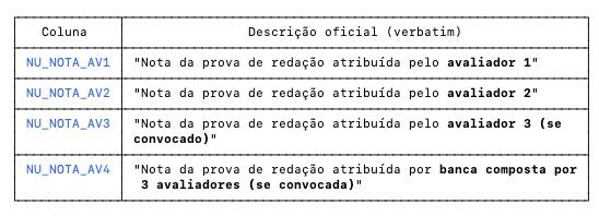 MICRODADOS 2025 ENEM - dicionário de avaliadores do ENEM